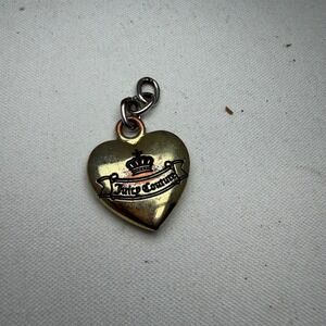Juicy Couture Gold Heart Charm Crown Banner Logo Vintage Y2K Pendant Accessory
